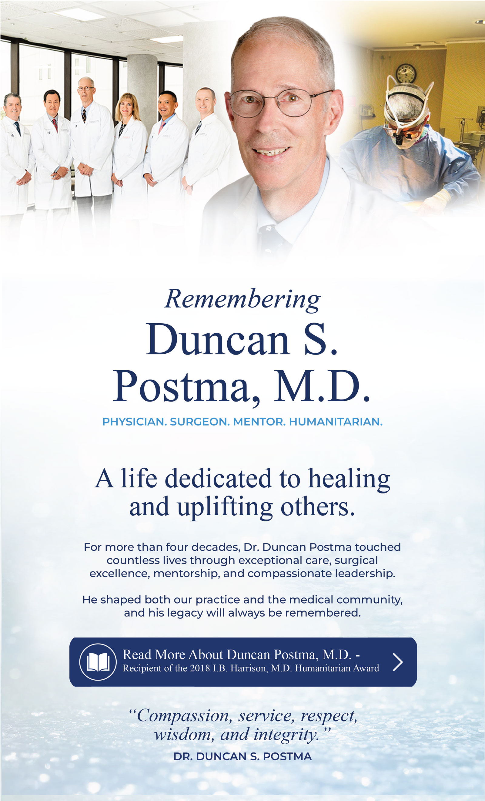 Remembering Duncan S. Postma, M.D.